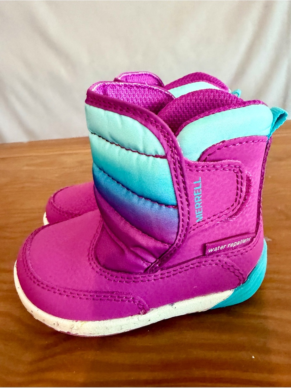 Merrell Kids Pink and Teal Water-Repellent - Toddler Girl Snow Boots - EUC!